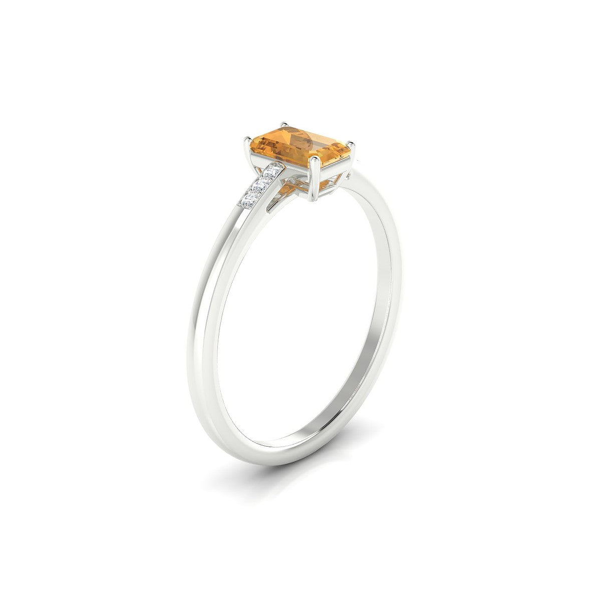 Exquisite | 18k White Gold 6 x 4 mm Emerald Citrine Ring