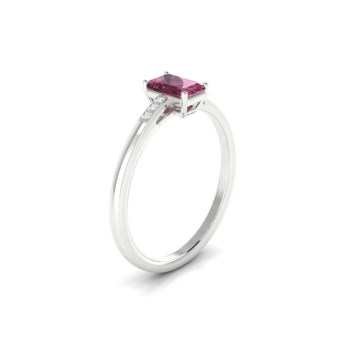 Exquisite | 18k White Gold 6 x 4 mm Emerald Rhodolite Ring