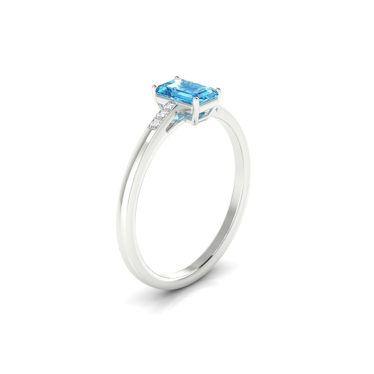 Exquisite | 18k White Gold 6 x 4 mm Emerald Topaz Ring