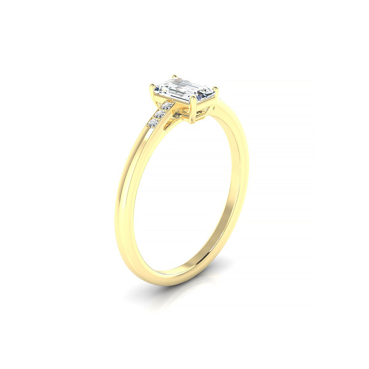 Exquisite | 18k Yellow Gold 6 x 4 mm Emerald Diamond Ring