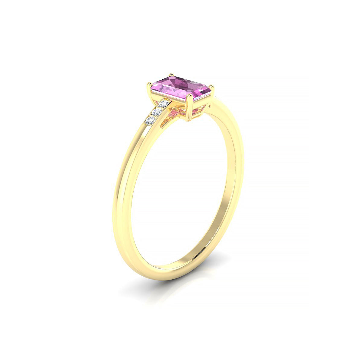 Exquisite | 18k Yellow Gold 6 x 4 mm Emerald Pink Sapphire Ring