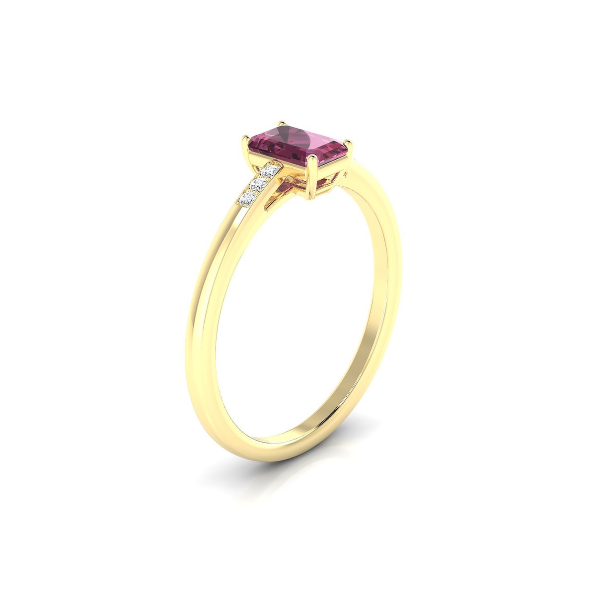Exquisite | 18k Yellow Gold 6 x 4 mm Emerald Rhodolite Ring