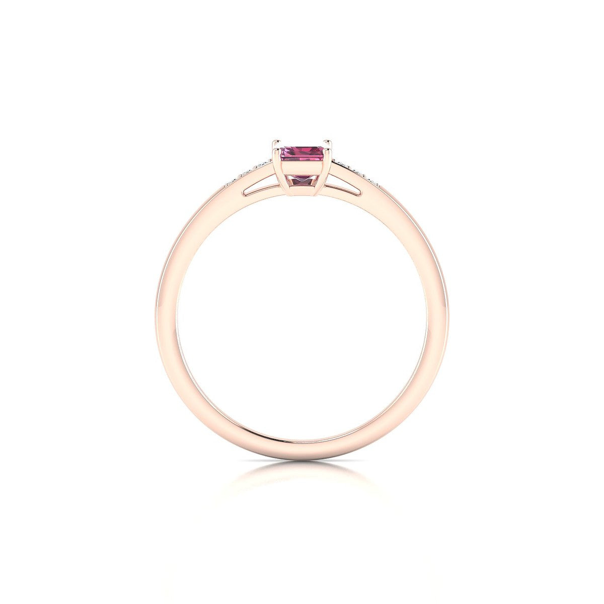 Exquisite | 18k Rose Gold 6 x 4 mm Emerald Rhodolite Ring