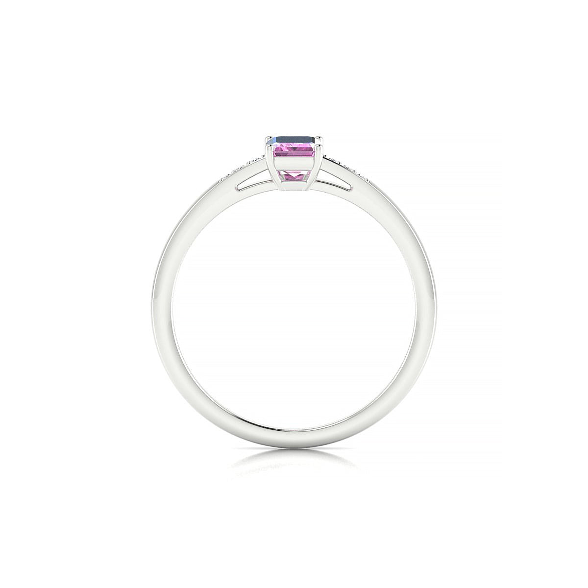 Exquisite | 18k White Gold 6 x 4 mm Emerald Pink Sapphire Ring