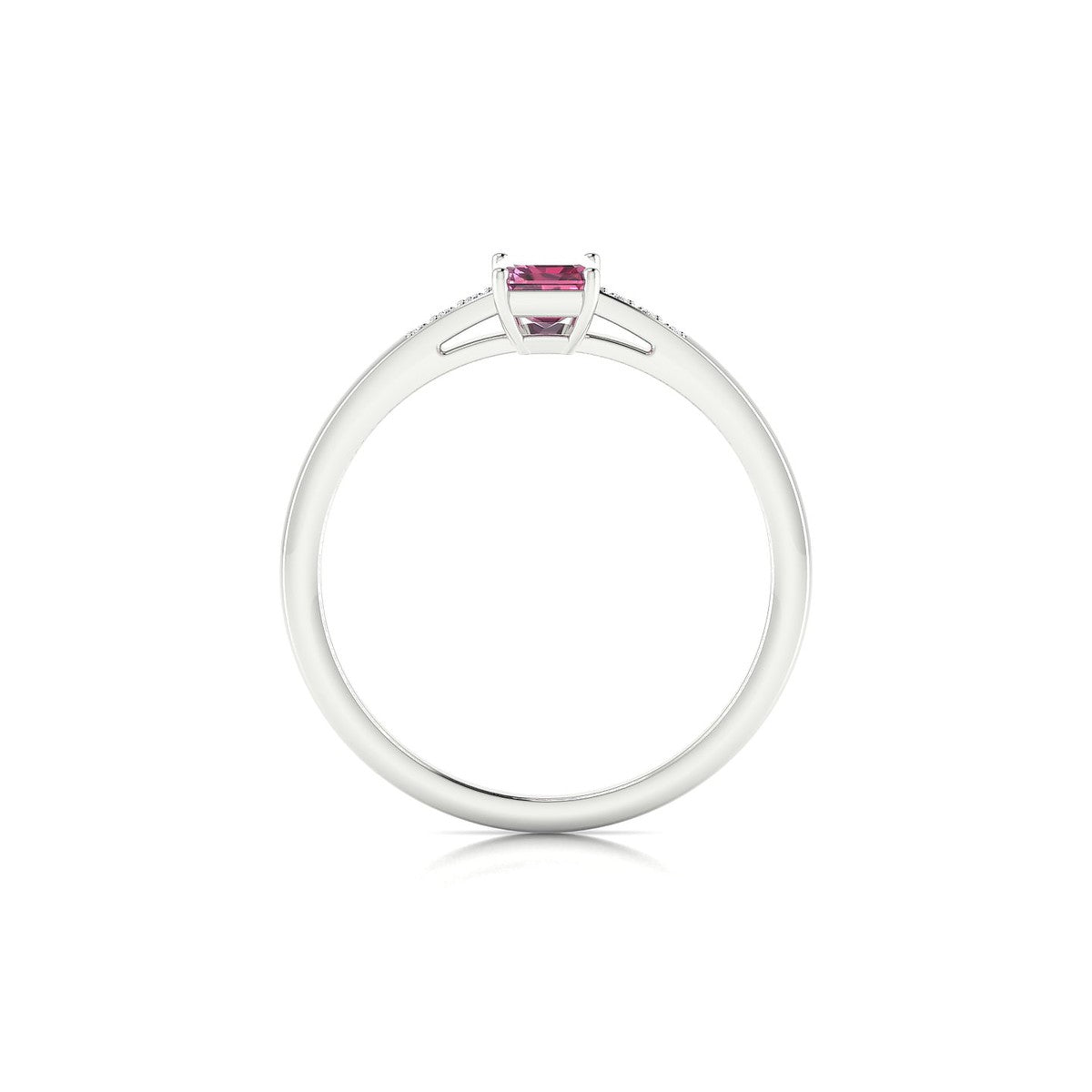 Exquisite | 18k White Gold 6 x 4 mm Emerald Rhodolite Ring