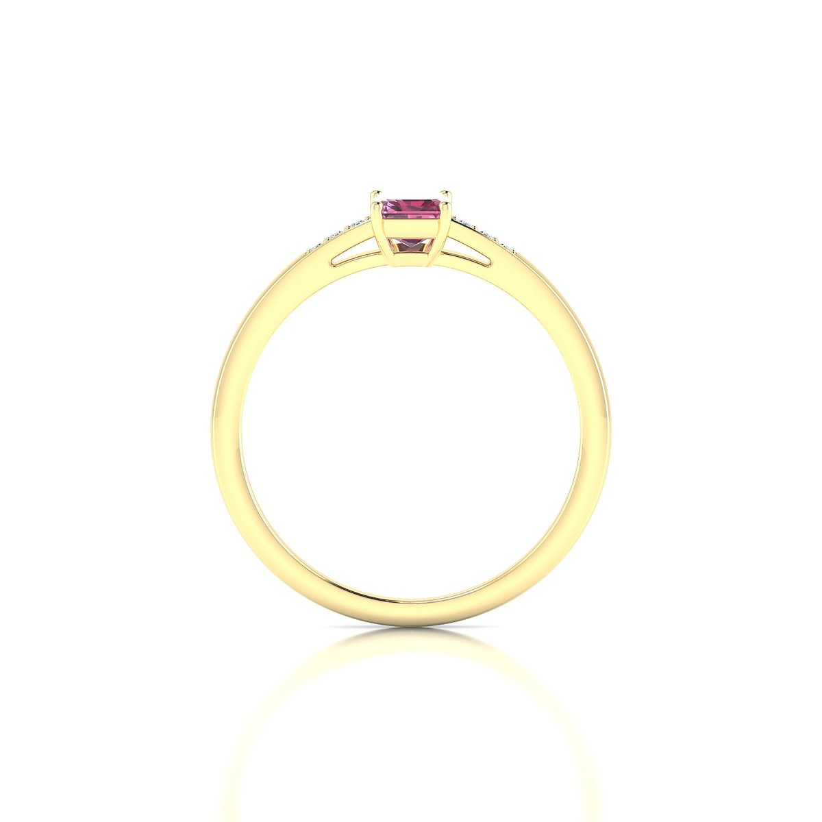 Exquisite | 18k Yellow Gold 6 x 4 mm Emerald Rhodolite Ring