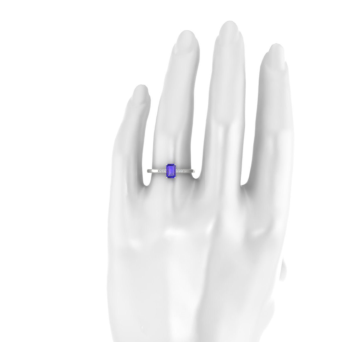 Exquisite | 18k White Gold 6 x 4 mm Emerald Tanzanite Ring