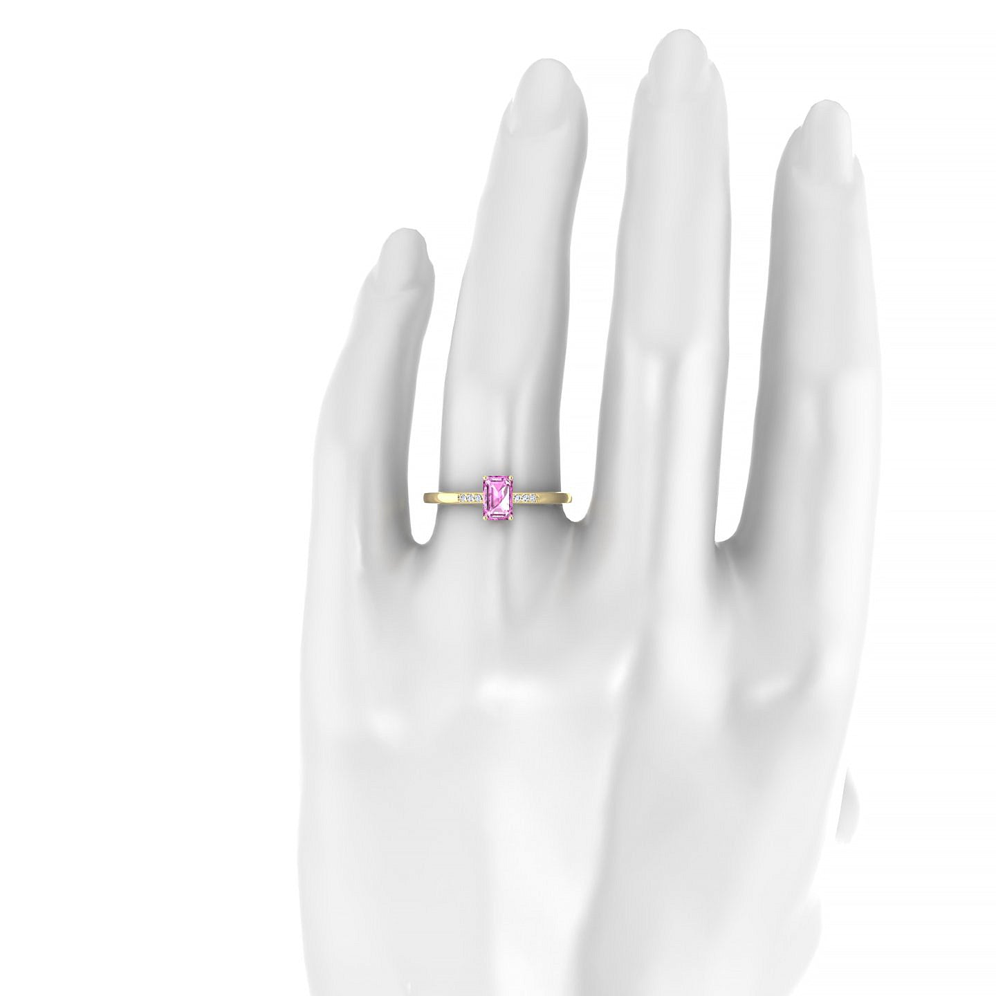 Exquisite | 18k Yellow Gold 6 x 4 mm Emerald Pink Sapphire Ring