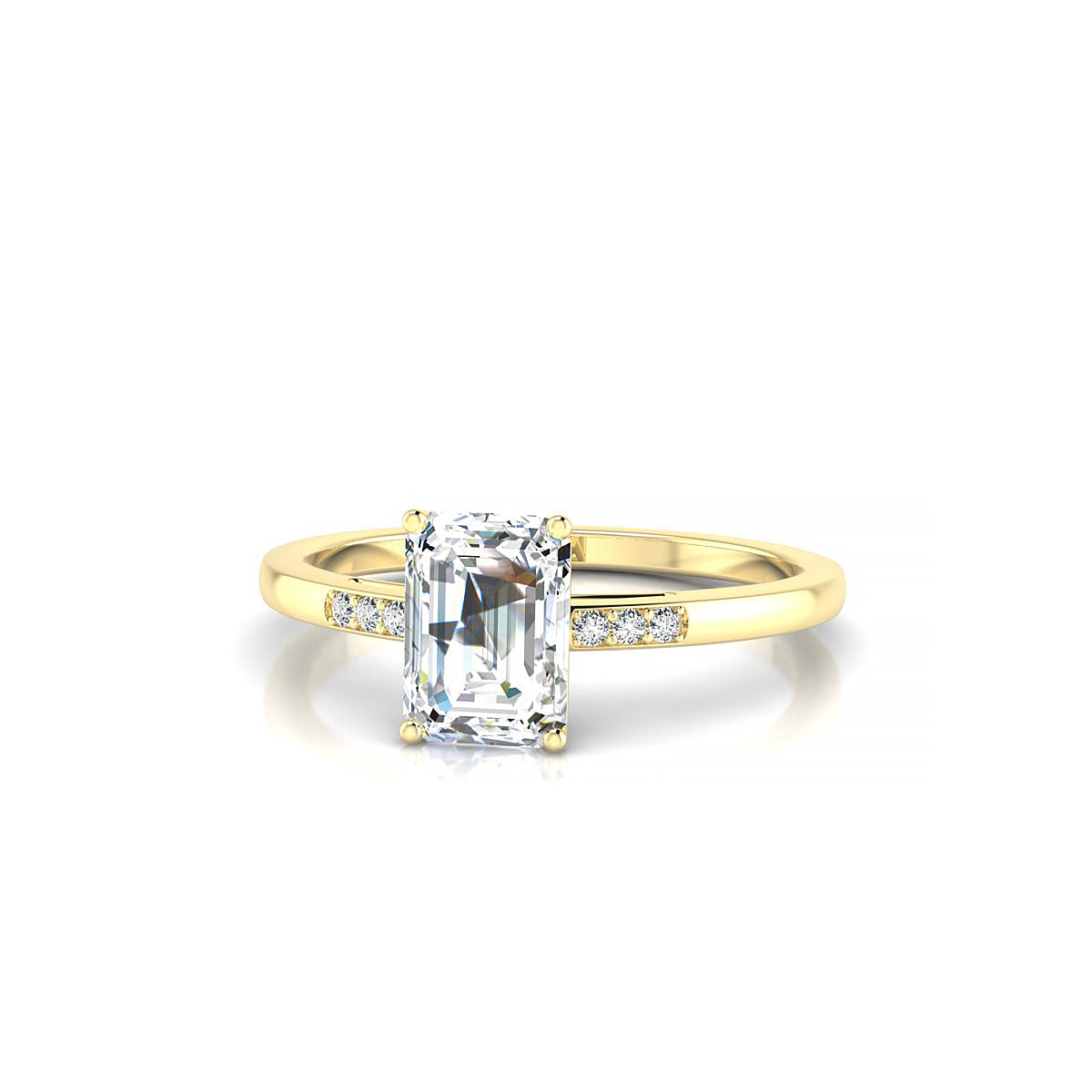 Exquisite | 18k Yellow Gold 7 x 5 mm Emerald Diamond Ring