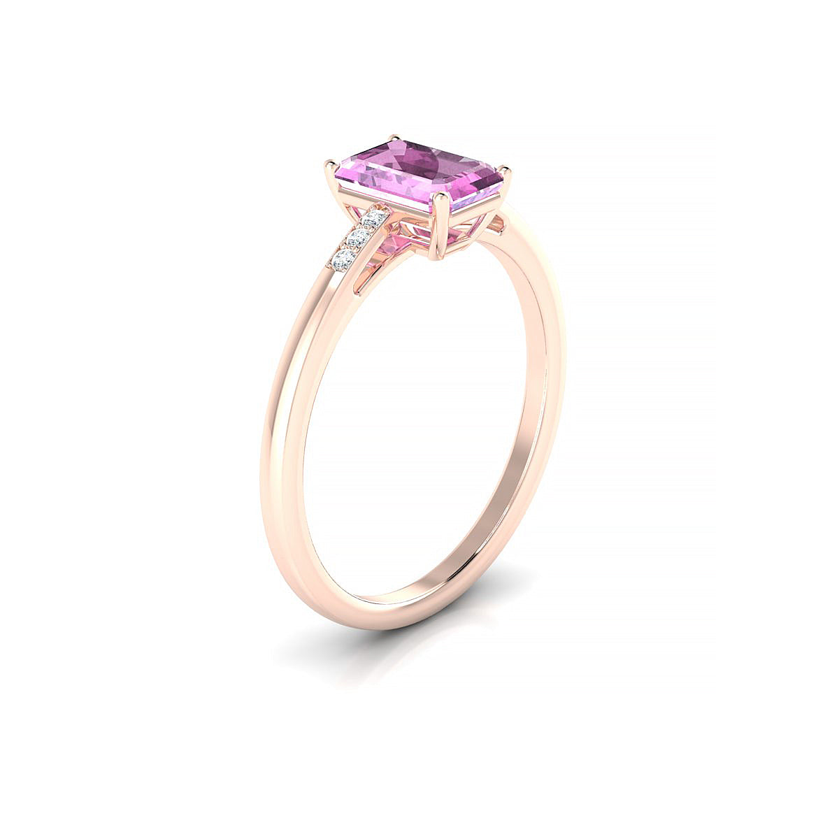 Exquisite | 18k Rose Gold 7 x 5 mm Emerald Pink Sapphire Ring