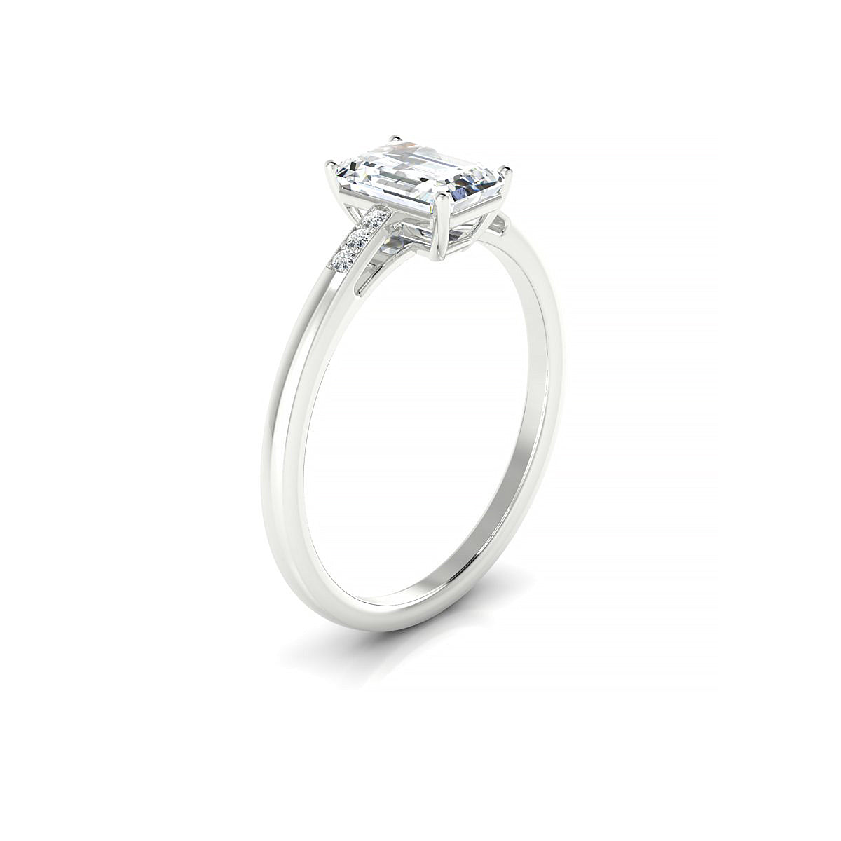 Exquisite | 18k White Gold 7 x 5 mm Emerald Diamond Ring