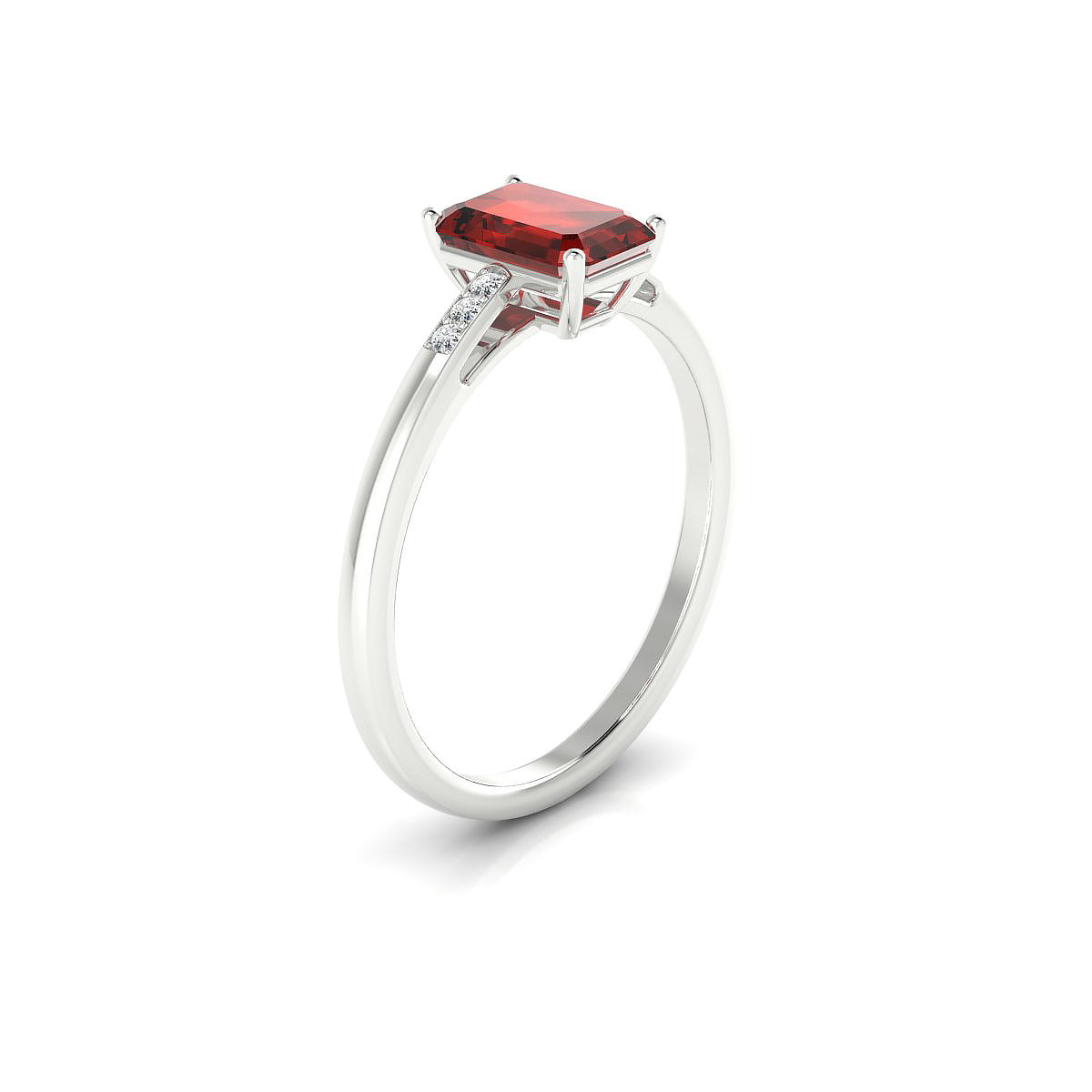 Exquisite | 18k White Gold 7 x 5 mm Emerald Garnet Ring