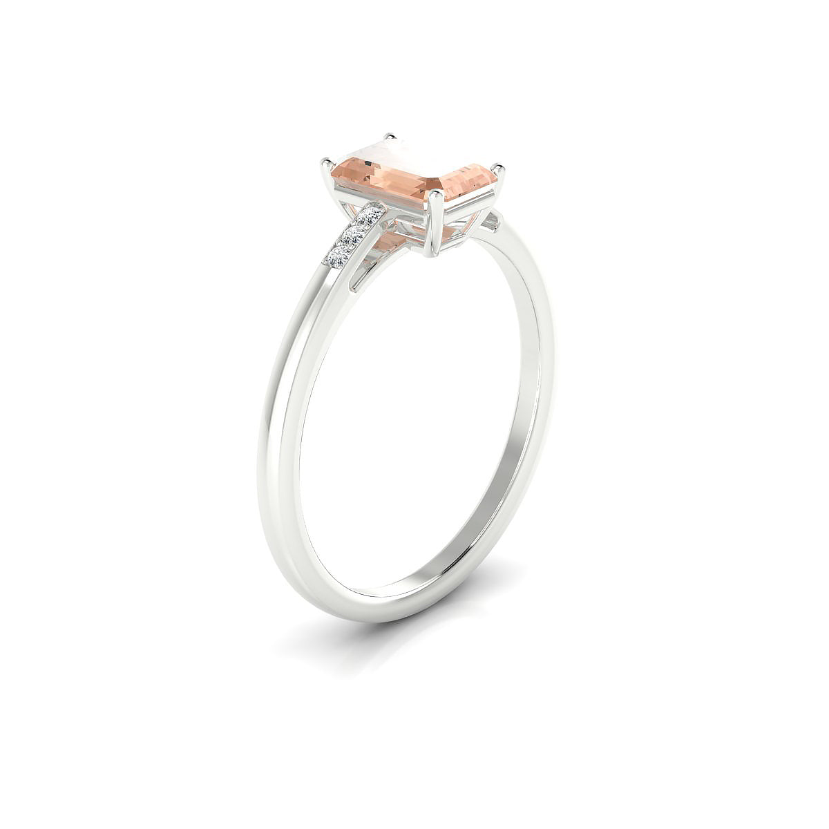 Exquisite | 18k White Gold 7 x 5 mm Emerald Morganite Ring