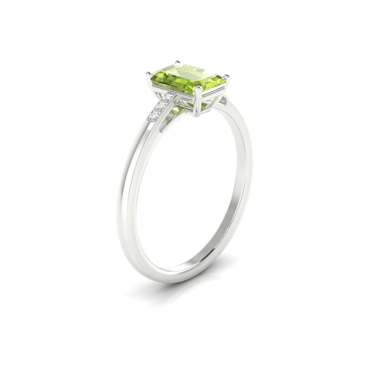 Exquisite | 18k White Gold 7 x 5 mm Emerald Peridot Ring
