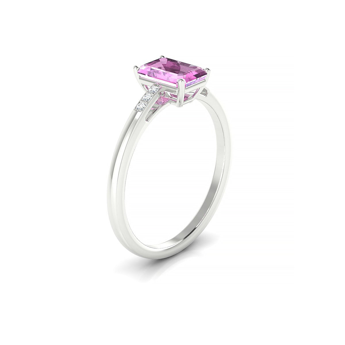 Exquisite | 18k White Gold 7 x 5 mm Emerald Pink Sapphire Ring
