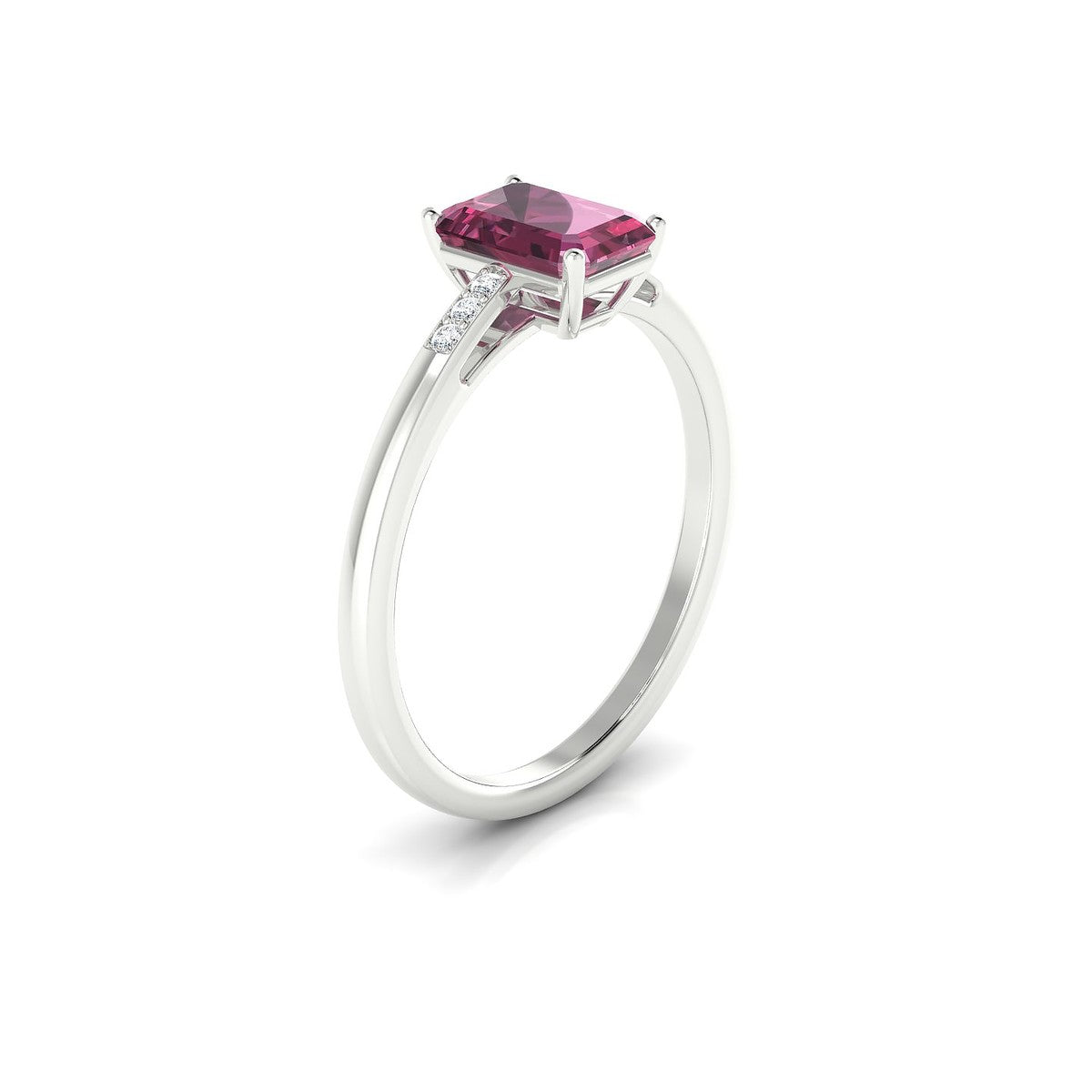 Exquisite | 18k White Gold 7 x 5 mm Emerald Rhodolite Ring