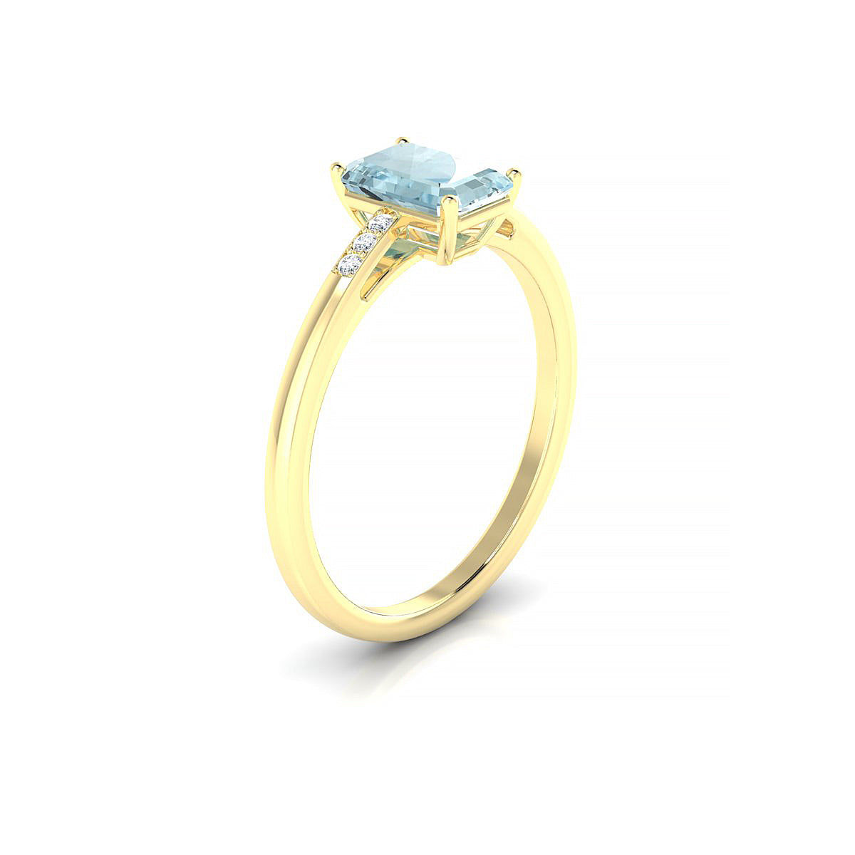 Exquisite | 18k Yellow Gold 7 x 5 mm Emerald Aquamarine Ring