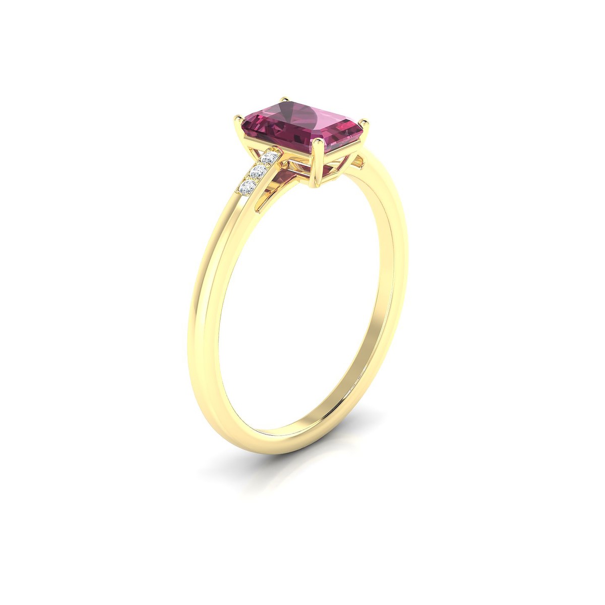 Exquisite | 18k Yellow Gold 7 x 5 mm Emerald Rhodolite Ring