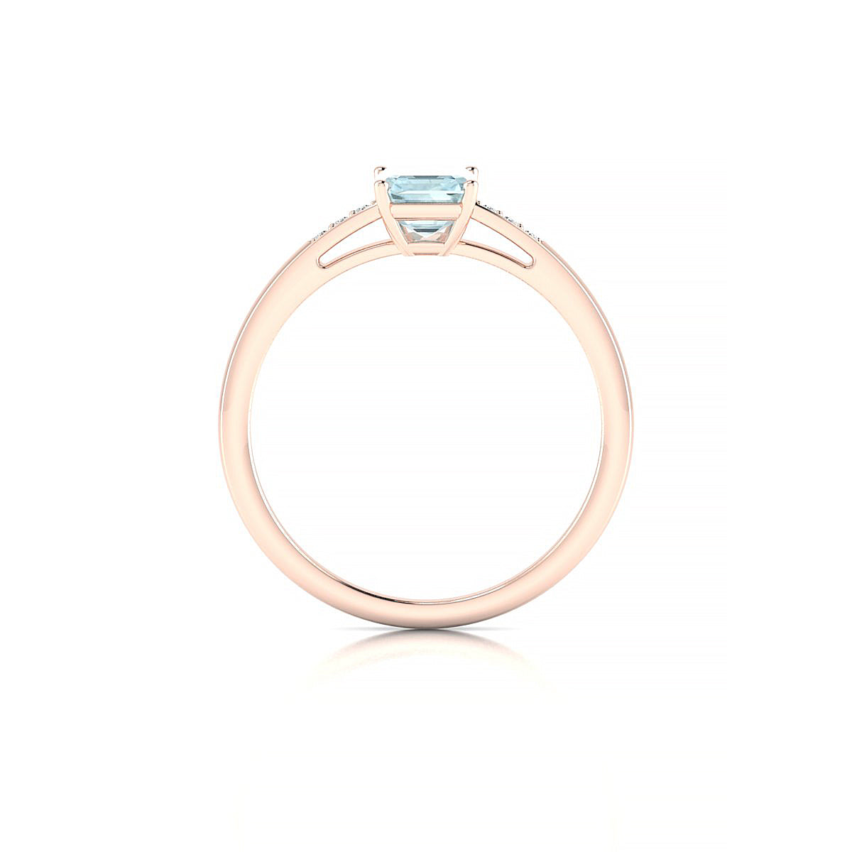 Exquisite | 18k Rose Gold 7 x 5 mm Emerald Aquamarine Ring