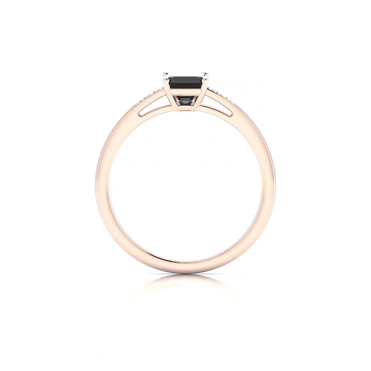 Exquisite | 18k Rose Gold 7 x 5 mm Emerald Black Diamond Ring