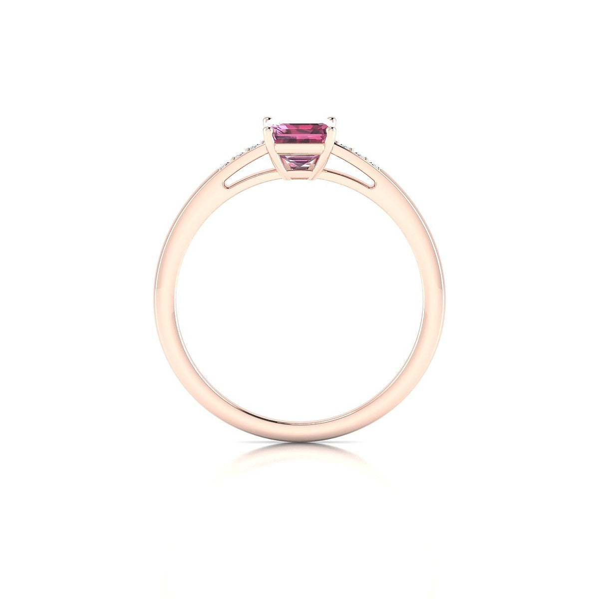 Exquisite | 18k Rose Gold 7 x 5 mm Emerald Rhodolite Ring