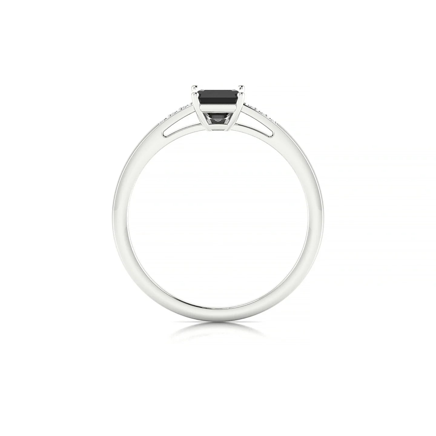 Exquisite | 18k White Gold 7 x 5 mm Emerald Black Diamond Ring