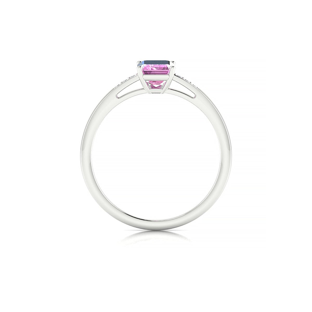 Exquisite | 18k White Gold 7 x 5 mm Emerald Pink Sapphire Ring