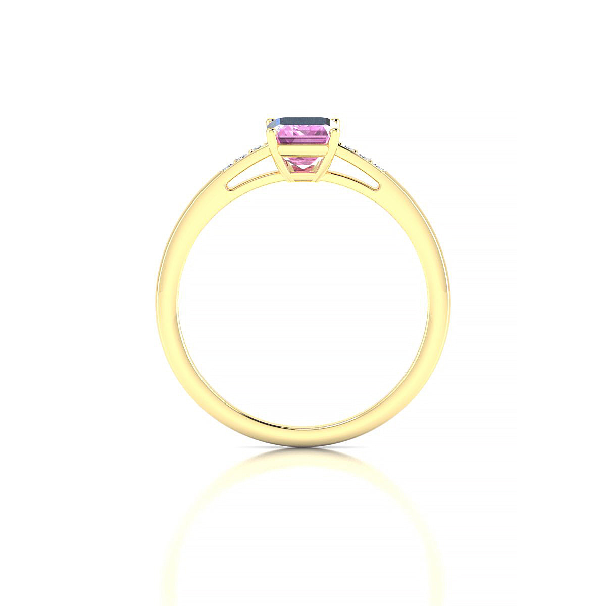 Exquisite | 18k Yellow Gold 7 x 5 mm Emerald Pink Sapphire Ring