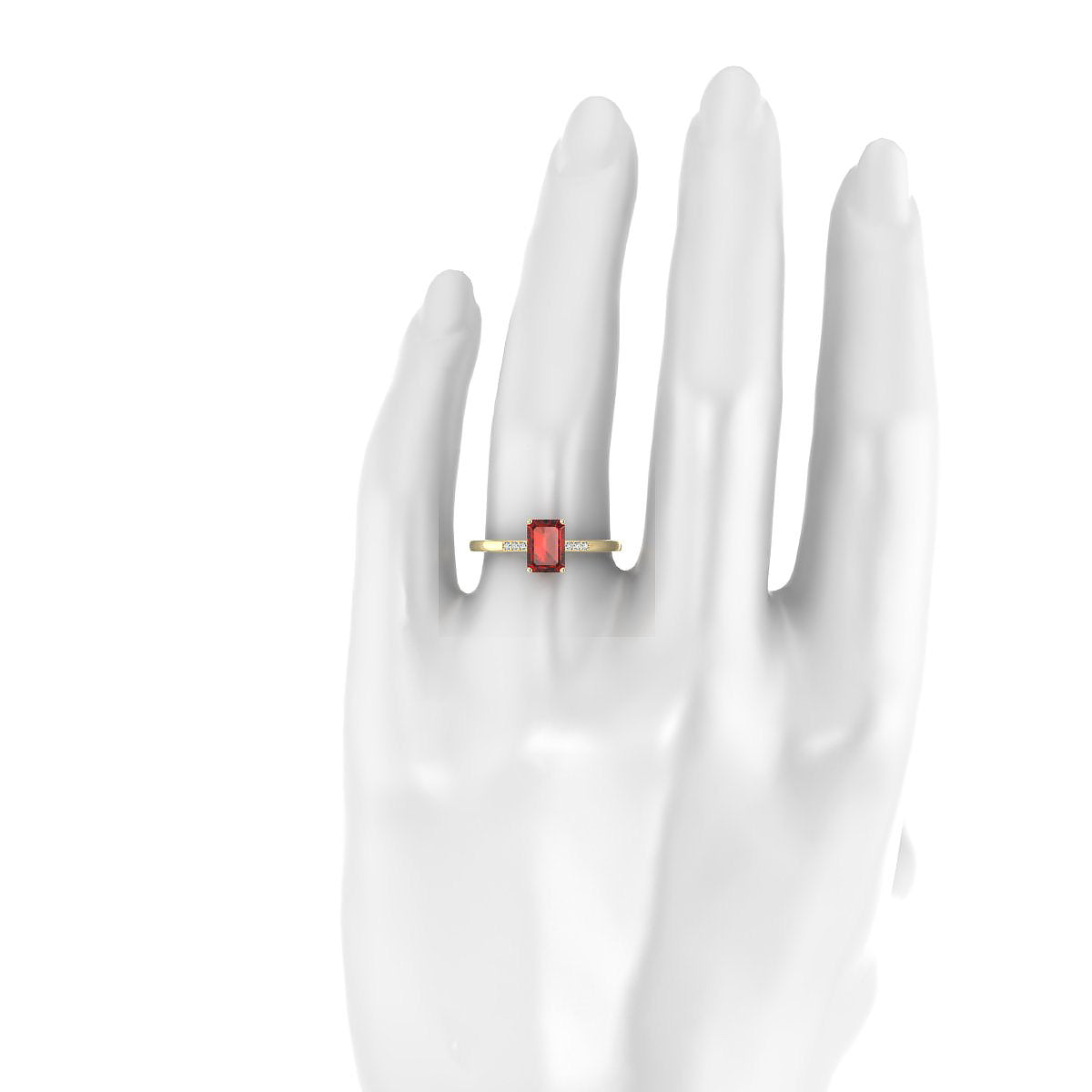 Exquisite | 18k Yellow Gold 7 x 5 mm Emerald Garnet Ring
