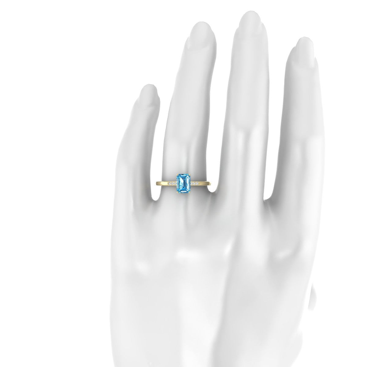 Exquisite | 18k Yellow Gold 7 x 5 mm Emerald Topaz Ring
