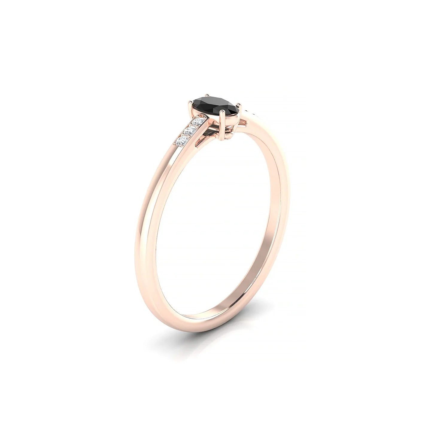 Exquisite | 18k Rose Gold 5 x 3 mm Oval Black Diamond Ring