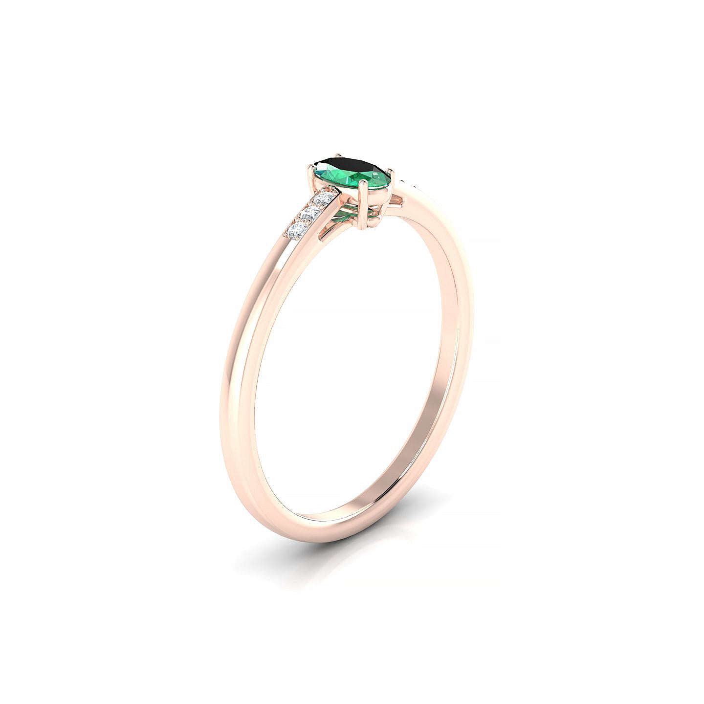 Exquisite | 18k Rose Gold 5 x 3 mm Oval Emerald Ring