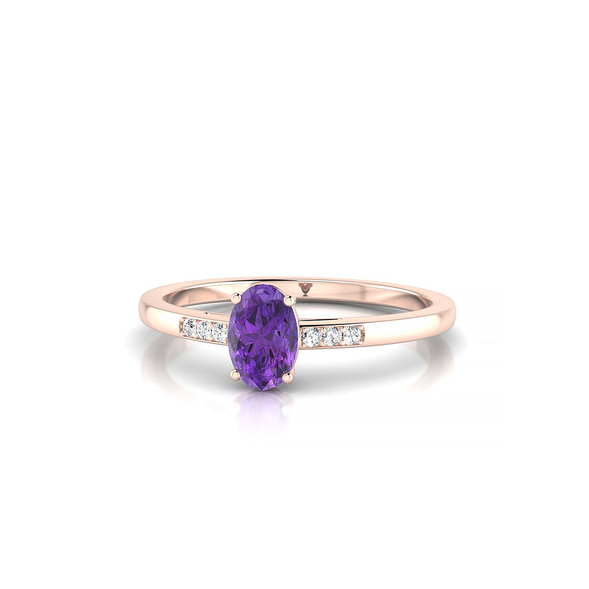 Exquisite | 18k Rose Gold 6 x 4 mm Oval Amethyst Ring