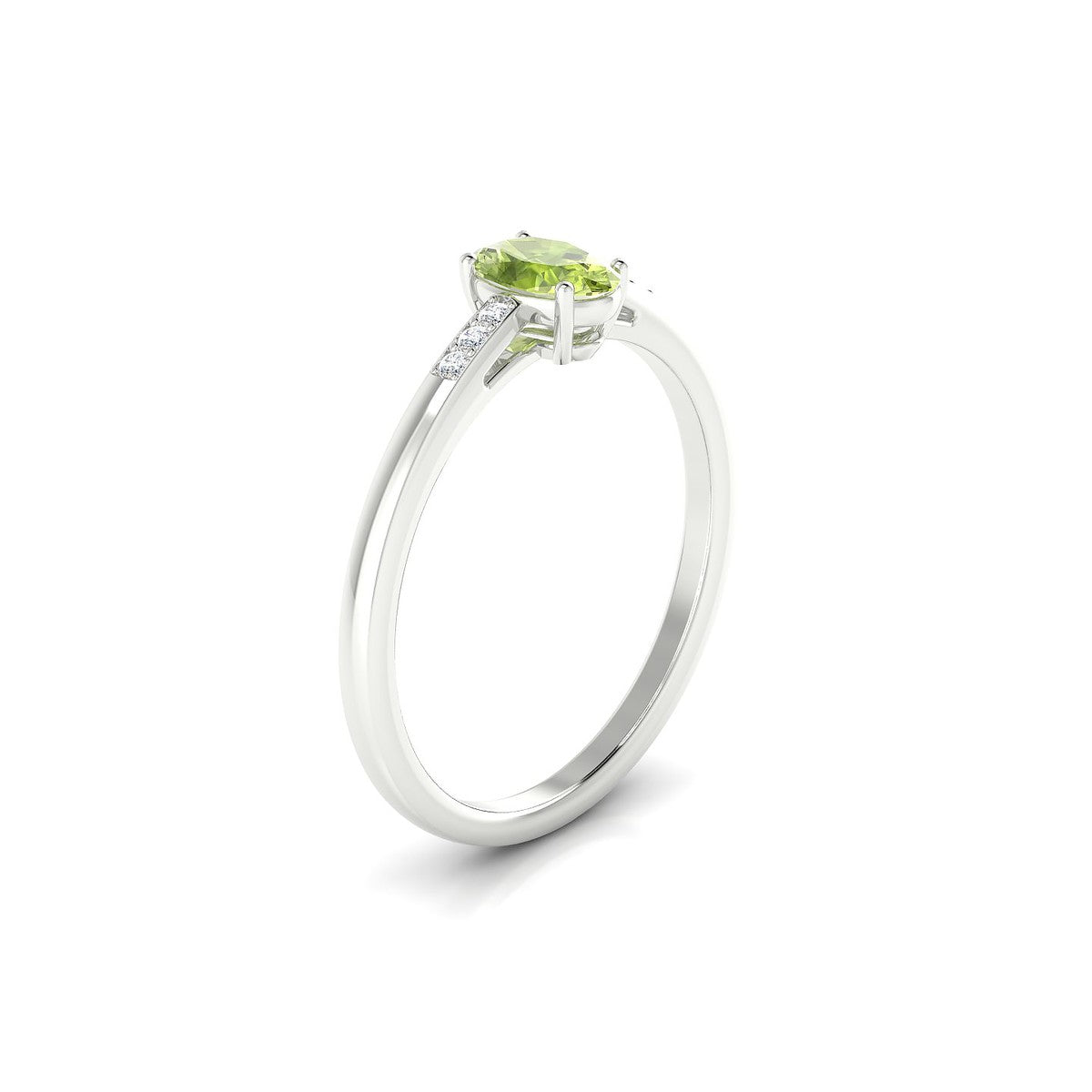 Exquisite | 18k White Gold 6 x 4 mm Oval Peridot Ring