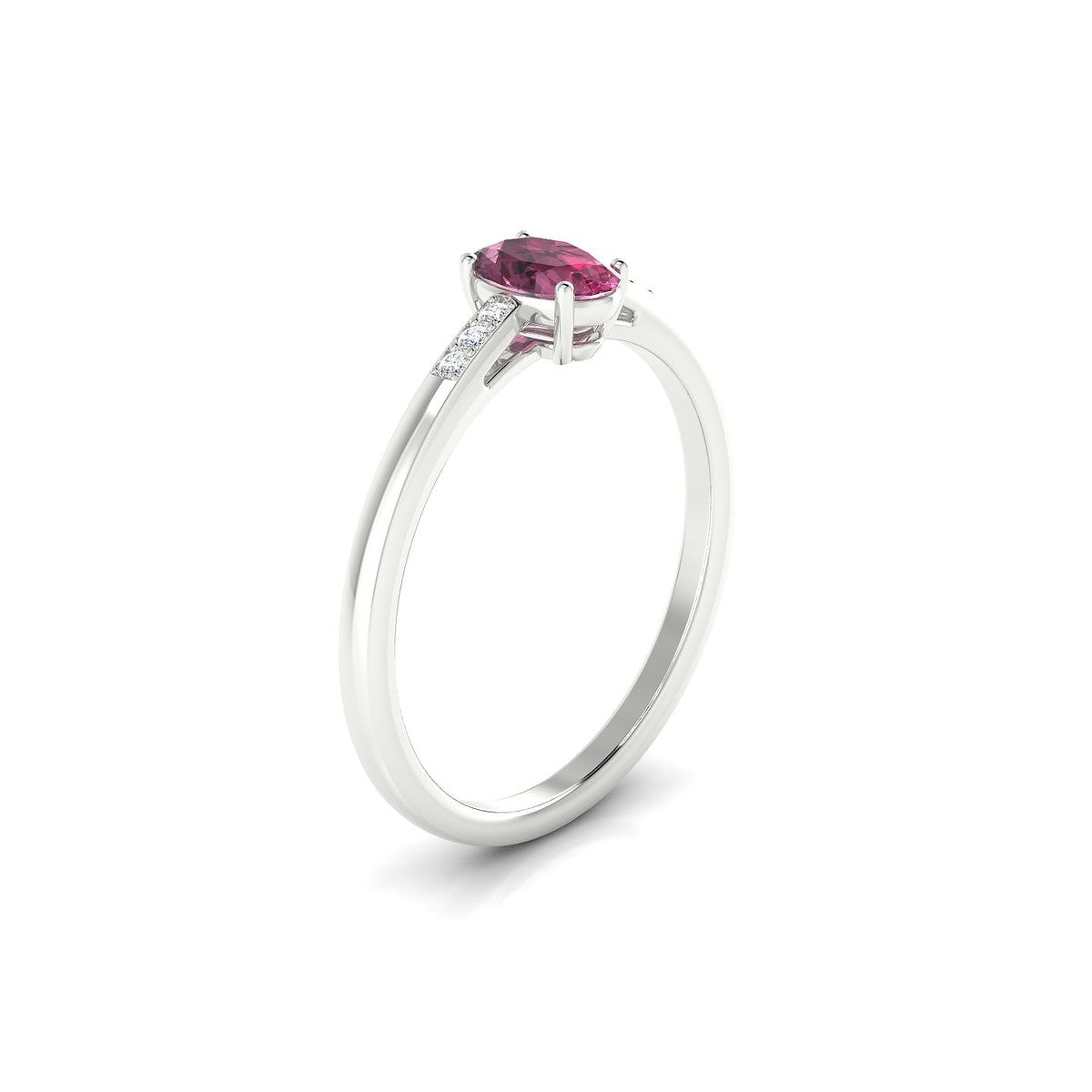 Exquisite | 18k White Gold 6 x 4 mm Oval Rhodolite Ring
