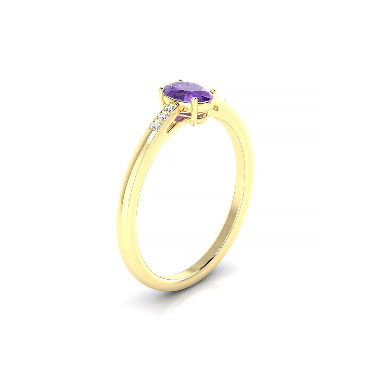 Exquisite | 18k Yellow Gold 6 x 4 mm Oval Amethyst Ring