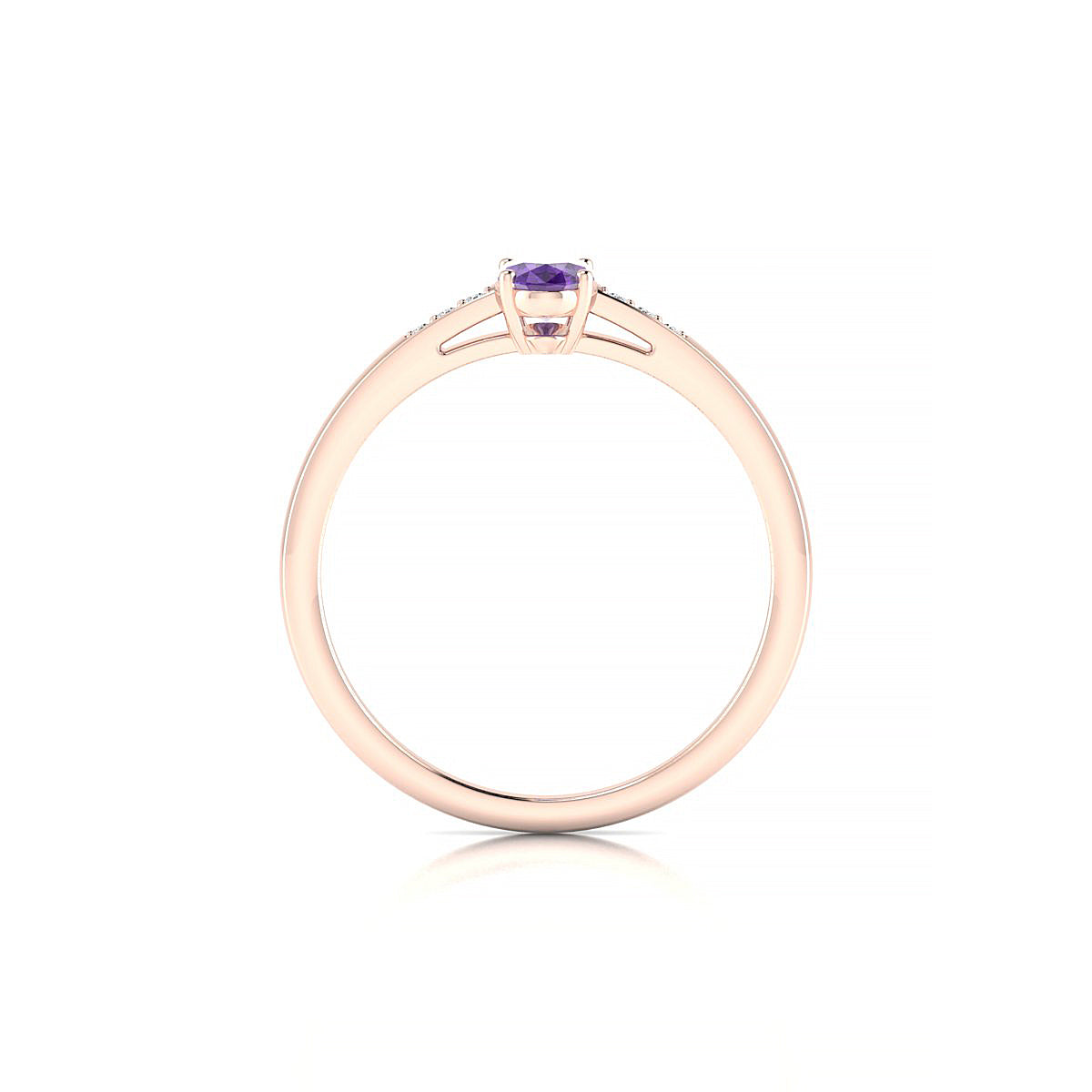 Exquisite | 18k Rose Gold 6 x 4 mm Oval Amethyst Ring