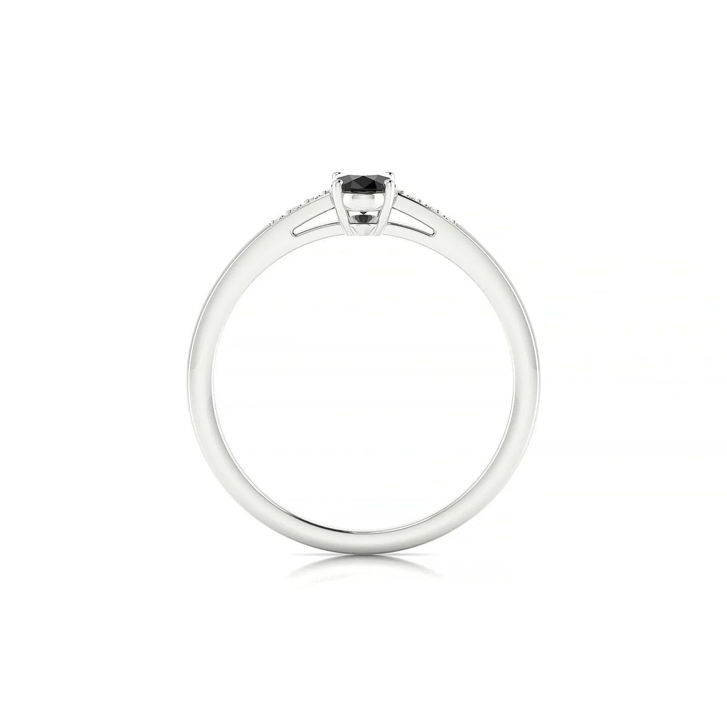 Exquisite | 18k White Gold 6 x 4 mm Oval Black Diamond Ring