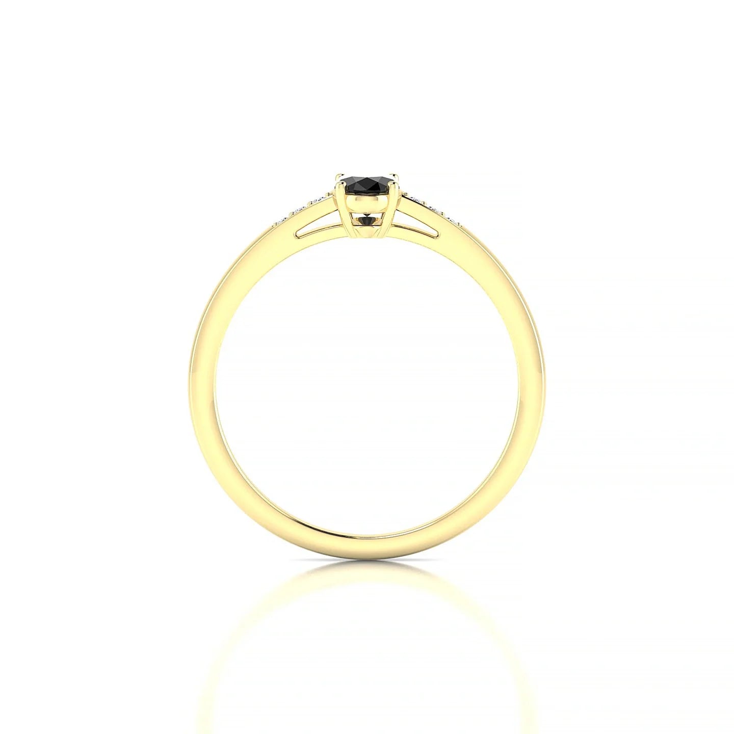 Exquisite | 18k Yellow Gold 6 x 4 mm Oval Black Diamond Ring