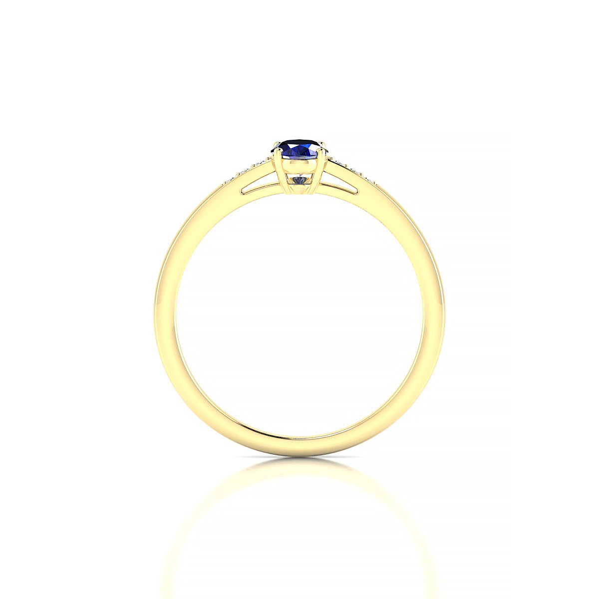 Exquisite | 18k Yellow Gold 6 x 4 mm Oval Sapphire Ring