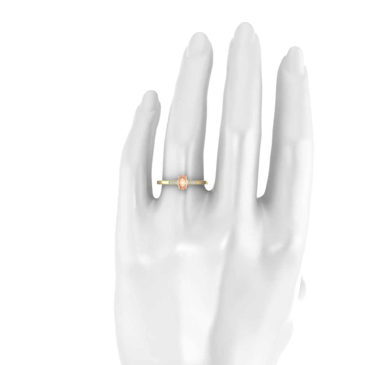Exquisite | 18k Yellow Gold 6 x 4 mm Oval Morganite Ring