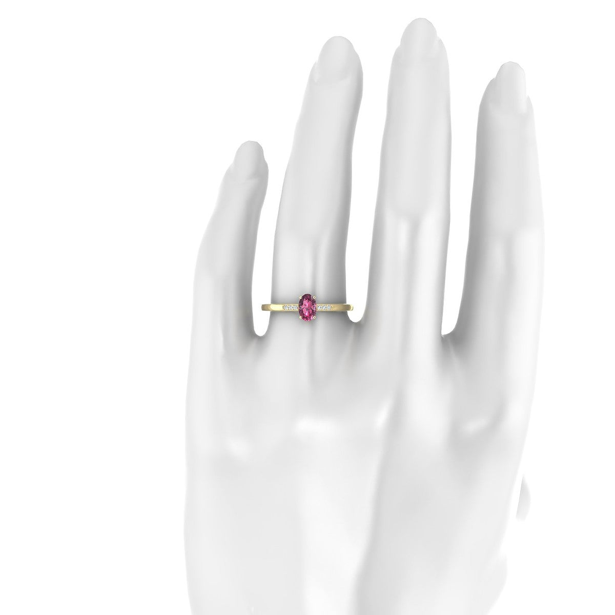 Exquisite | 18k Yellow Gold 6 x 4 mm Oval Rhodolite Ring