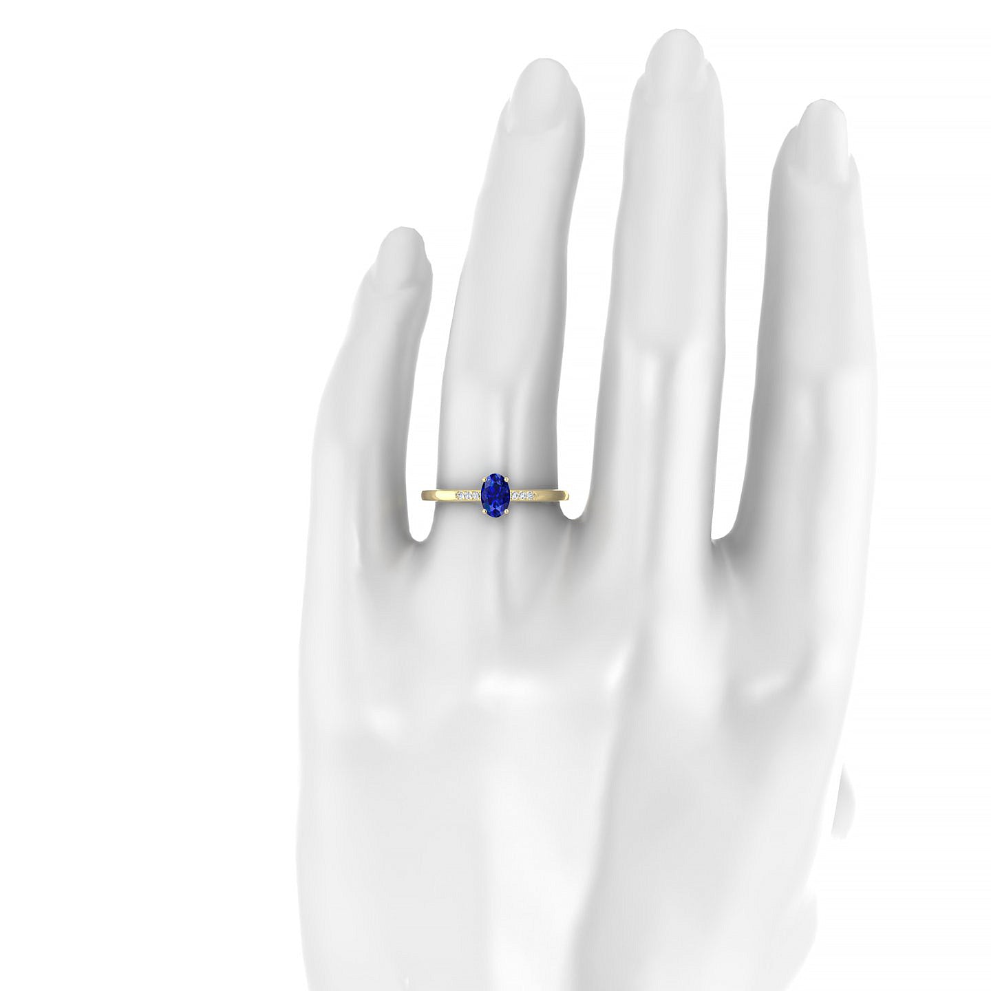 Exquisite | 18k Yellow Gold 6 x 4 mm Oval Sapphire Ring