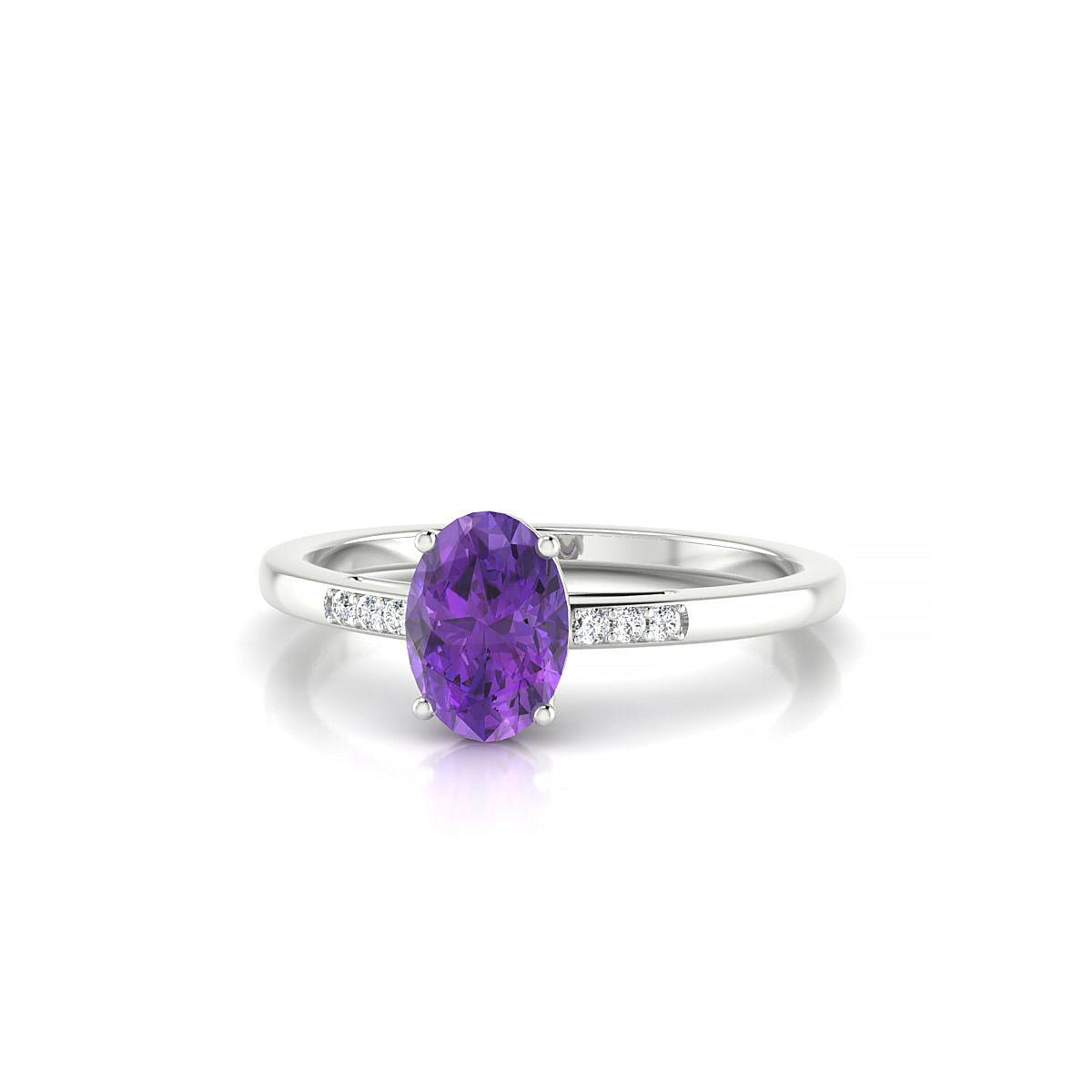 Exquisite | 18k White Gold 7 x 5 mm Oval Amethyst Ring