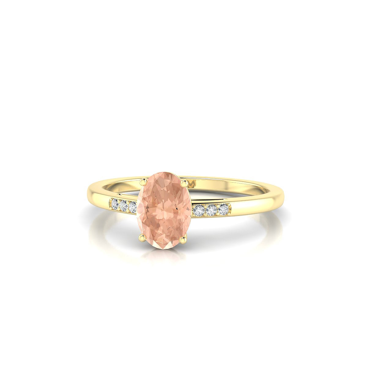 Exquisite | 18k Yellow Gold 7 x 5 mm Oval Morganite Ring