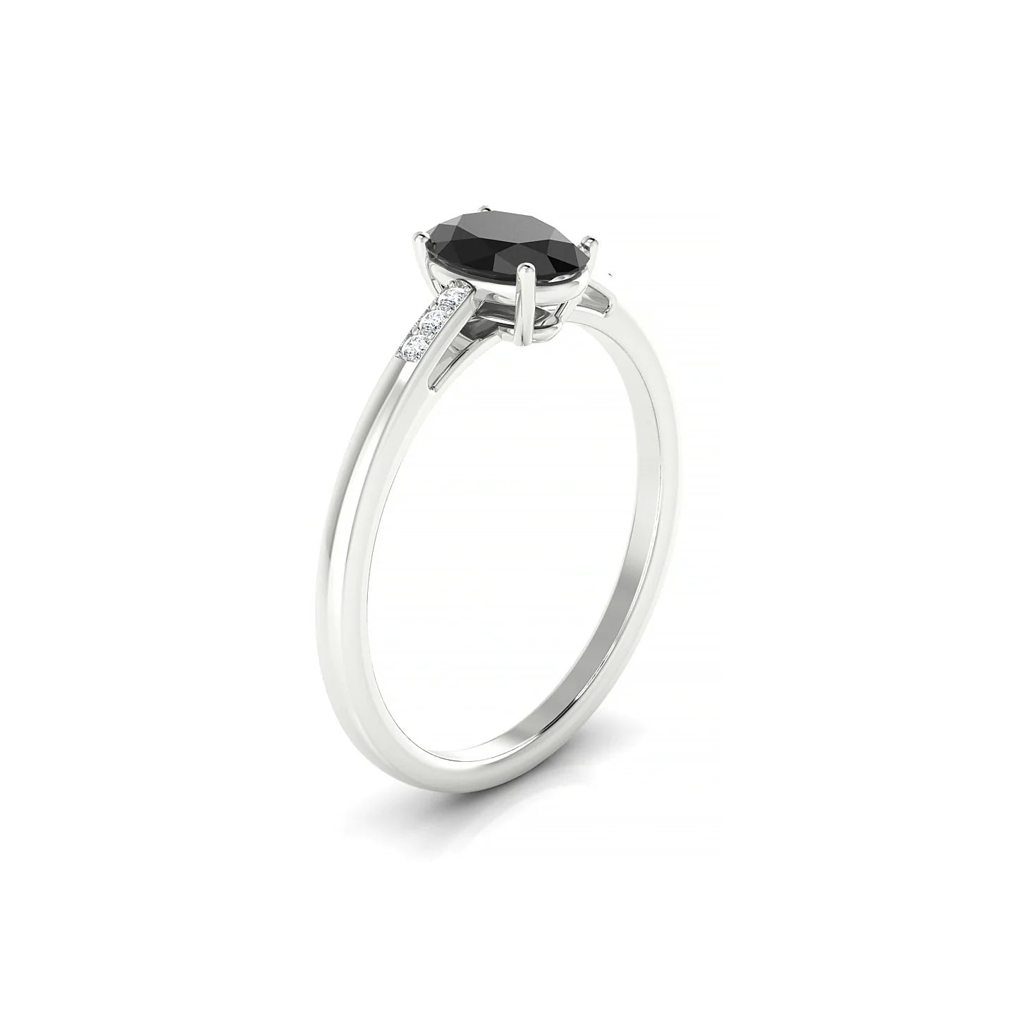 Exquisite | 18k White Gold 7 x 5 mm Oval Black Diamond Ring