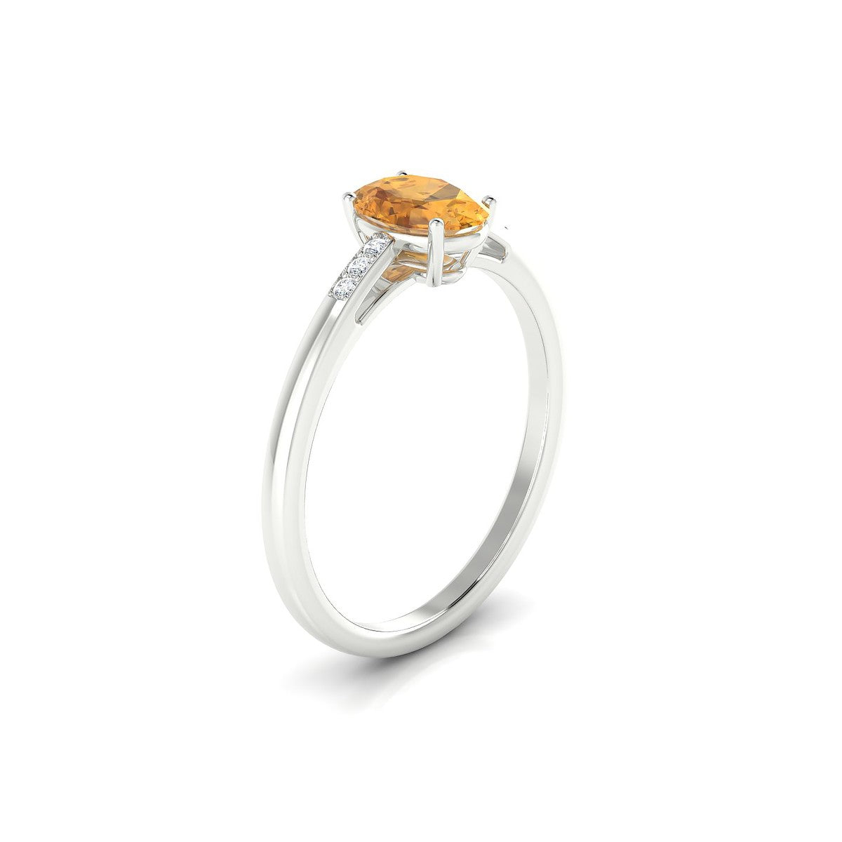 Exquisite | 18k White Gold 7 x 5 mm Oval Citrine Ring