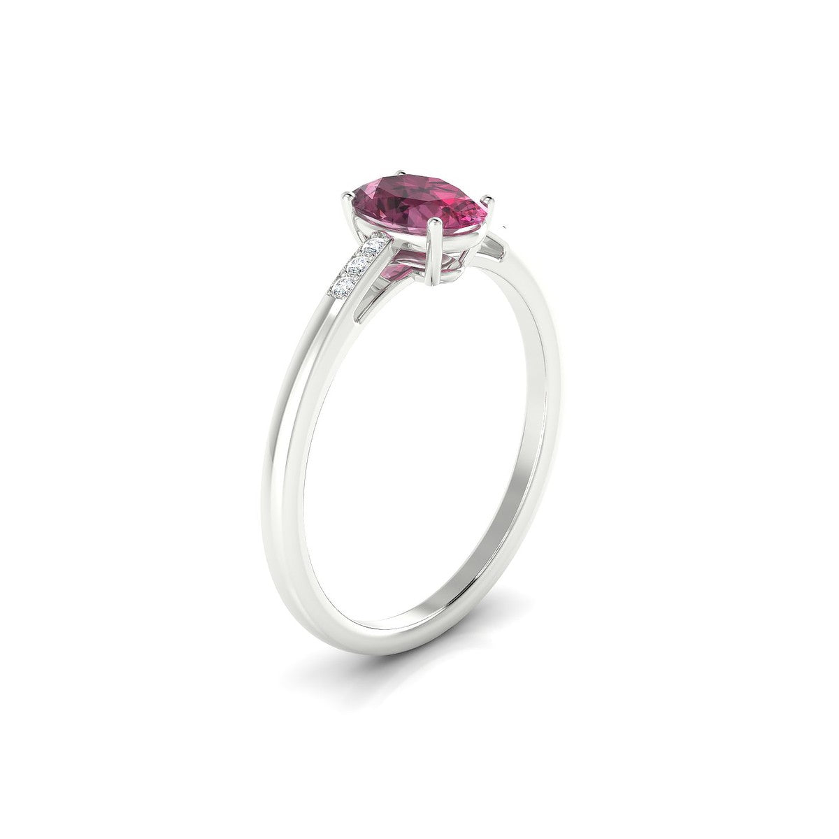 Exquisite | 18k White Gold 7 x 5 mm Oval Rhodolite Ring