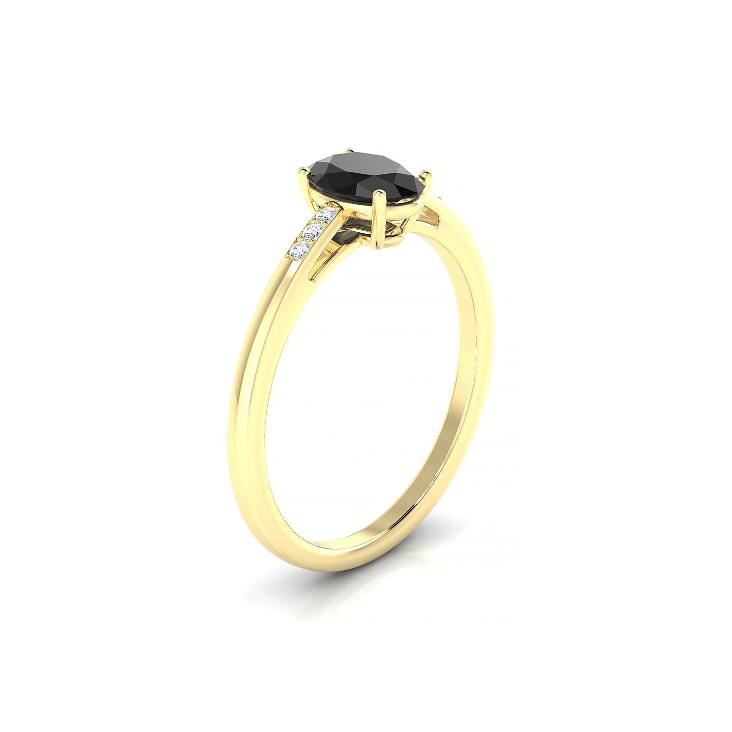 Exquisite | 18k Yellow Gold 7 x 5 mm Oval Black Diamond Ring
