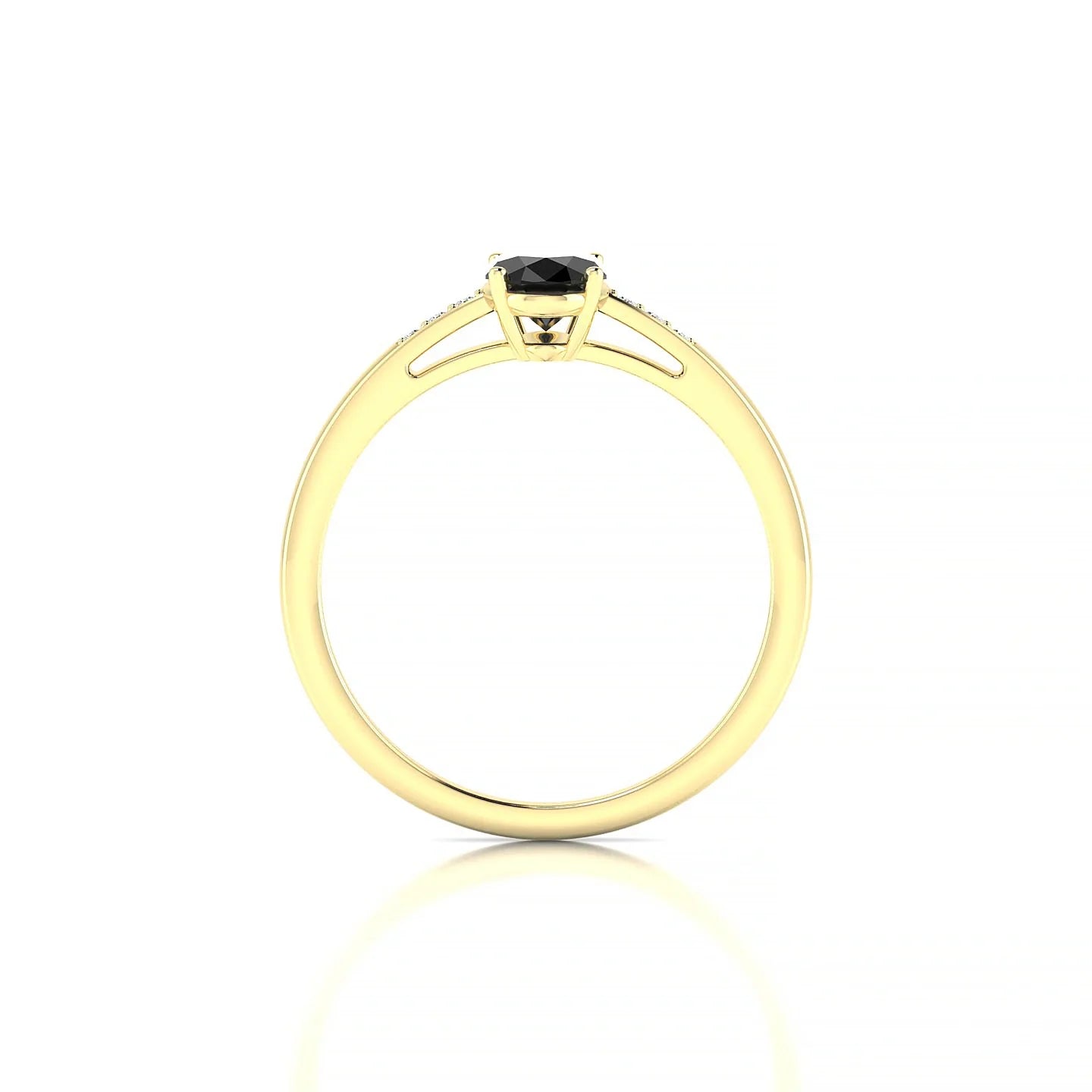 Exquisite | 18k Yellow Gold 7 x 5 mm Oval Black Diamond Ring